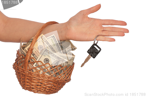 Image of basket with money