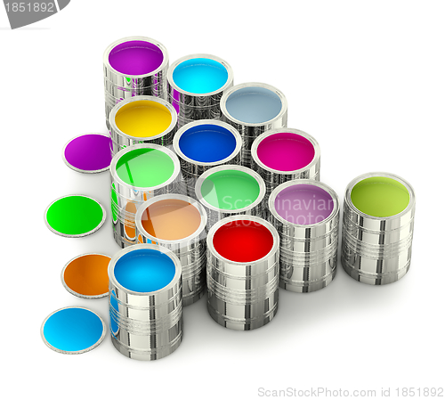 Image of cans with colorful paints