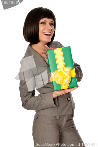 Image of green box with yellow bow as a gift