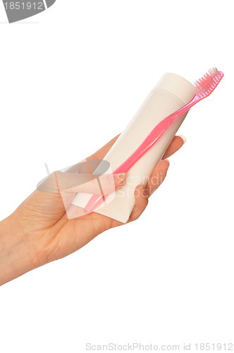 Image of Toothpaste and toothbrush