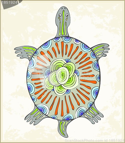 Image of Abstract turtle vector symbol. Illustration a turtle in ethnic style.