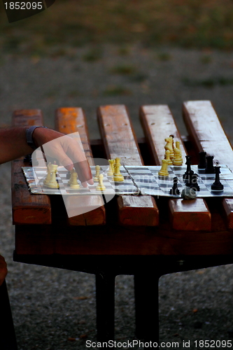 Image of playing chess at dusk