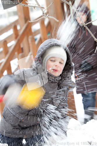 Image of little boy and snow