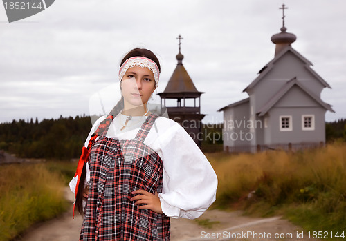 Image of Russian girl in national dress 