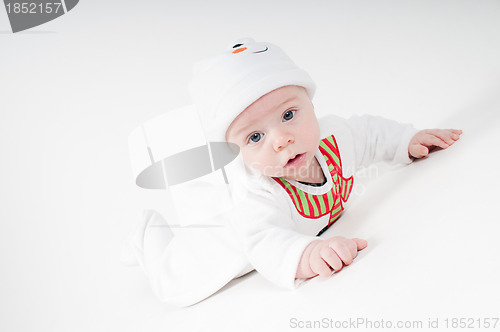 Image of Baby in snowman costume
