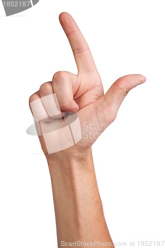 Image of Pointing hand (or shooting or aiming) isolated on white