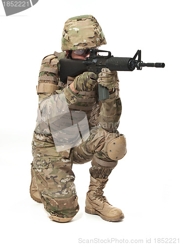 Image of Modern soldier with rifle 