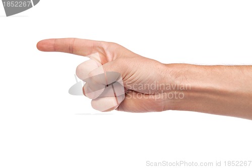 Image of Man index finger on a white background