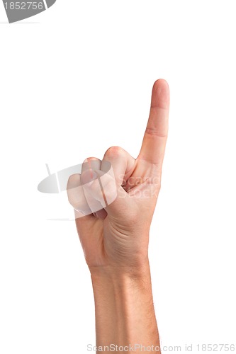 Image of Man index finger on a white background