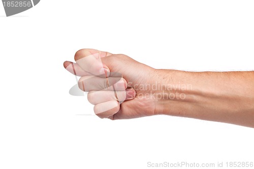 Image of Hand is showing a fig sign isolated on white