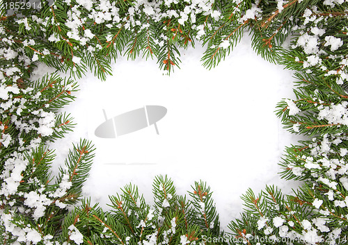 Image of Christmas framework with snow isolated on white background