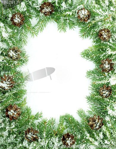 Image of Christmas framework with snow and cones