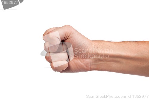 Image of Males hand with a clenched fist isolated