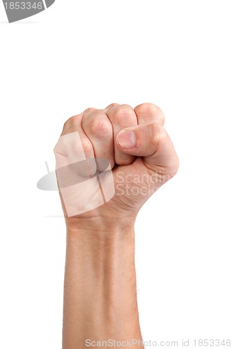 Image of Males hand with a clenched fist isolated