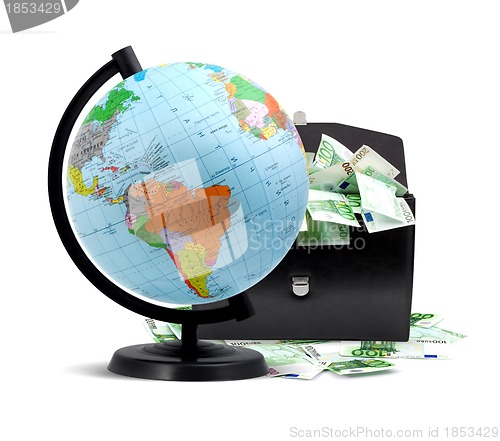 Image of Globe, money and briefcase