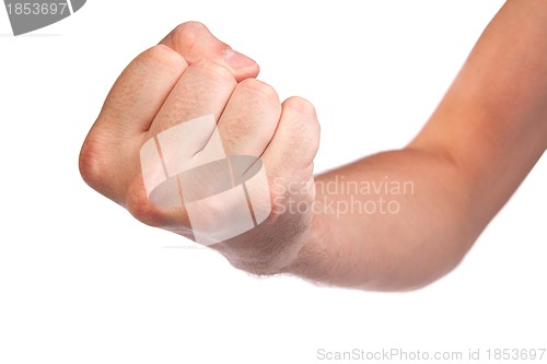 Image of Males hand with a clenched fist isolated