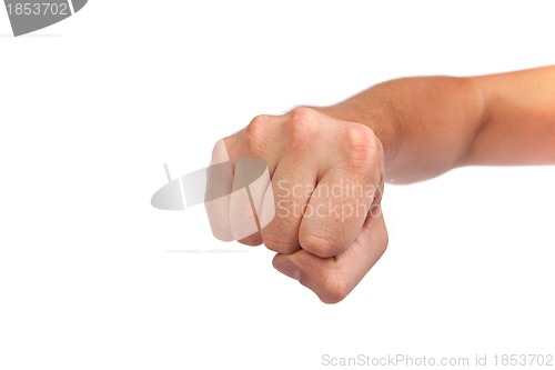 Image of Males hand with a clenched fist isolated