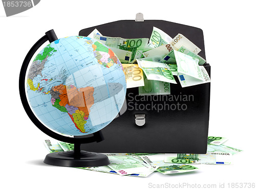 Image of Globe, money and briefcase