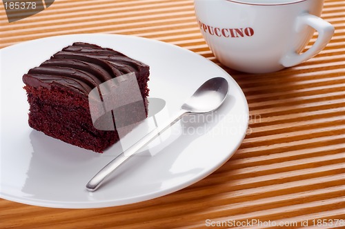 Image of A single pice of chocolate cake