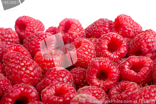 Image of Ripe raspberries fruit background. ²solated on white