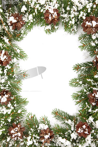 Image of Christmas framework with snow and cones