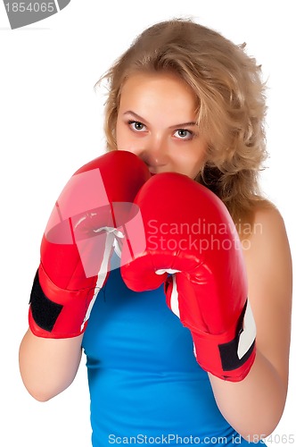 Image of Pretty girl with boxing gloves