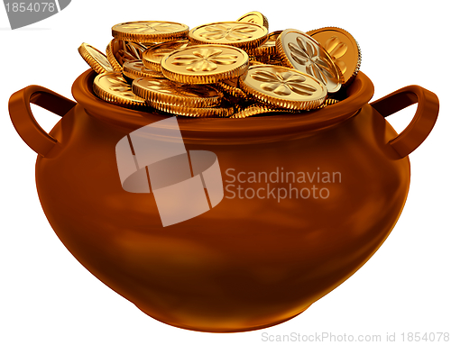 Image of pan with coins of leprechaun