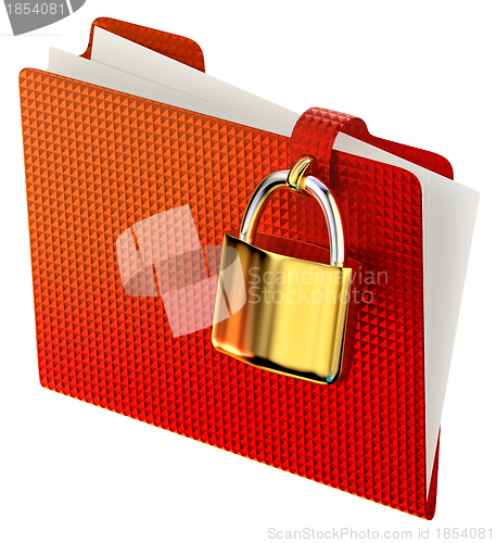 Image of red folder with golden hinged lock
