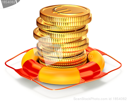 Image of Lifebuoy with a coins for capital preservation