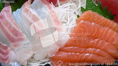 Image of served japanese raw fish sashimi