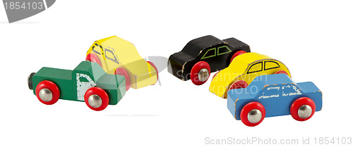 Image of Old retro toy cars isolated on white 