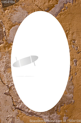 Image of Old wall background and white oval in center 