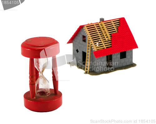 Image of Broken sand glass unfinished building model figure 