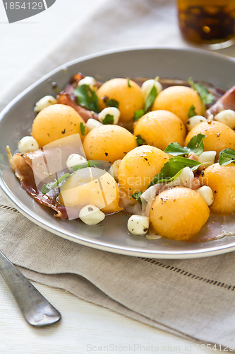 Image of Prosciutto,Melon and Pearl mozzarella antipasti