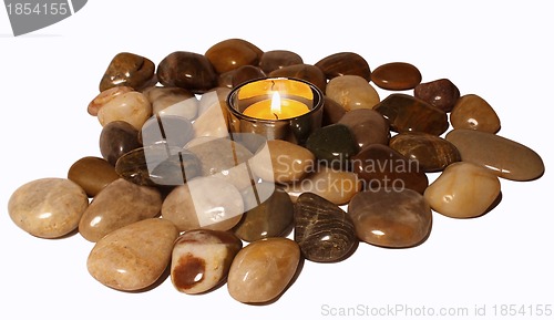 Image of Candle and pebbles