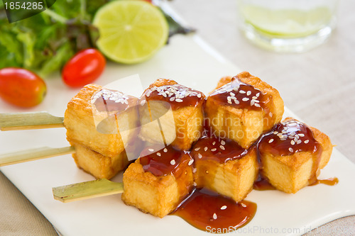 Image of Grilled Tofu with Teriyaki sauce and salad