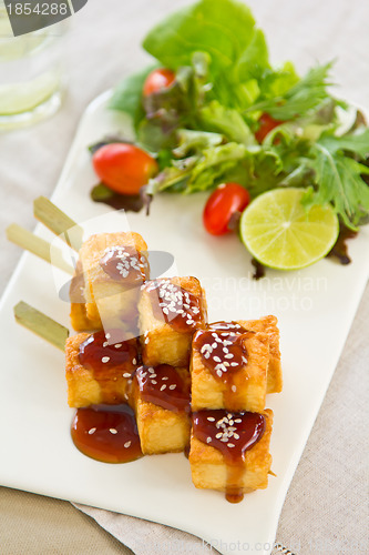 Image of Grilled Tofu with Teriyaki sauce and salad