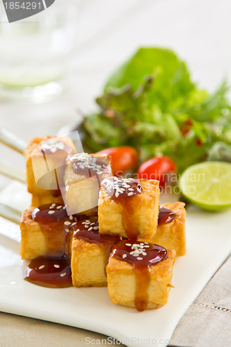 Image of Grilled Tofu with Teriyaki sauce and salad