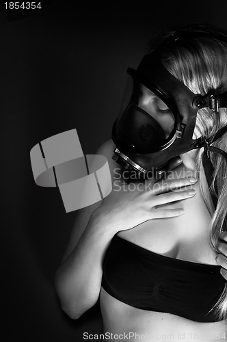 Image of Woman in gasmask