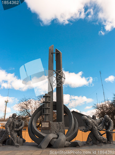 Image of Statue for the dead firefighters in Chernobyl