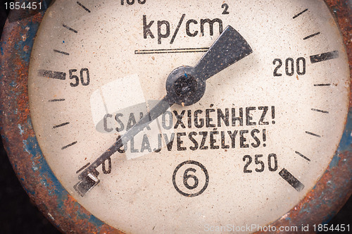 Image of An old measurement device closeup