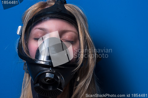 Image of Woman in gasmask