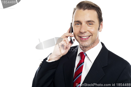 Image of Corporate male consultant talking over cellphone