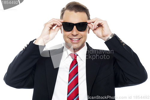 Image of Stylish handsome businessman wearing shades