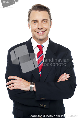 Image of Arms crossed portrait of caucasian businessman