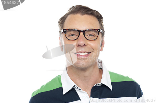 Image of Close up shot of smiling young casual guy