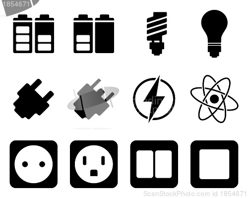 Image of Electricity and energy icon set