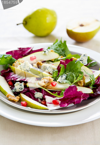 Image of Pear with Blue cheese and pomegranate salad