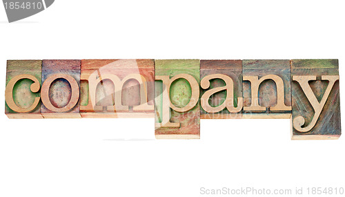 Image of company word in wood type