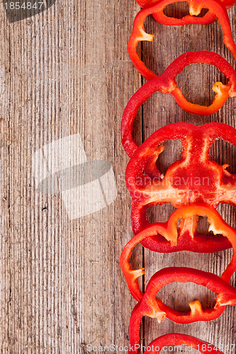 Image of sliced red bell peppers